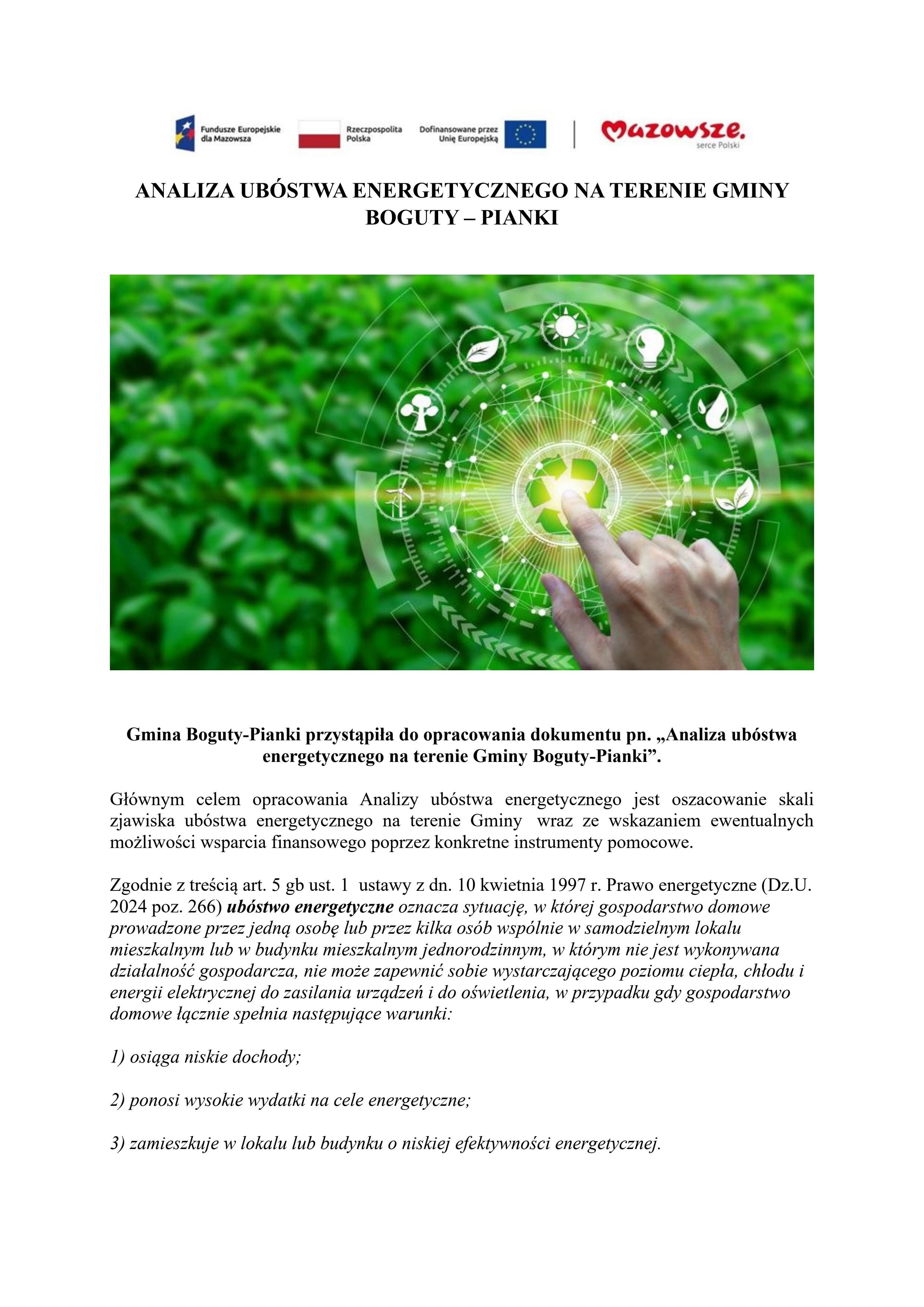 ANALIZA UBÓSTWA ENERGETYCZNEGO NA TERENIE GMINY BOGUTY – PIANKI