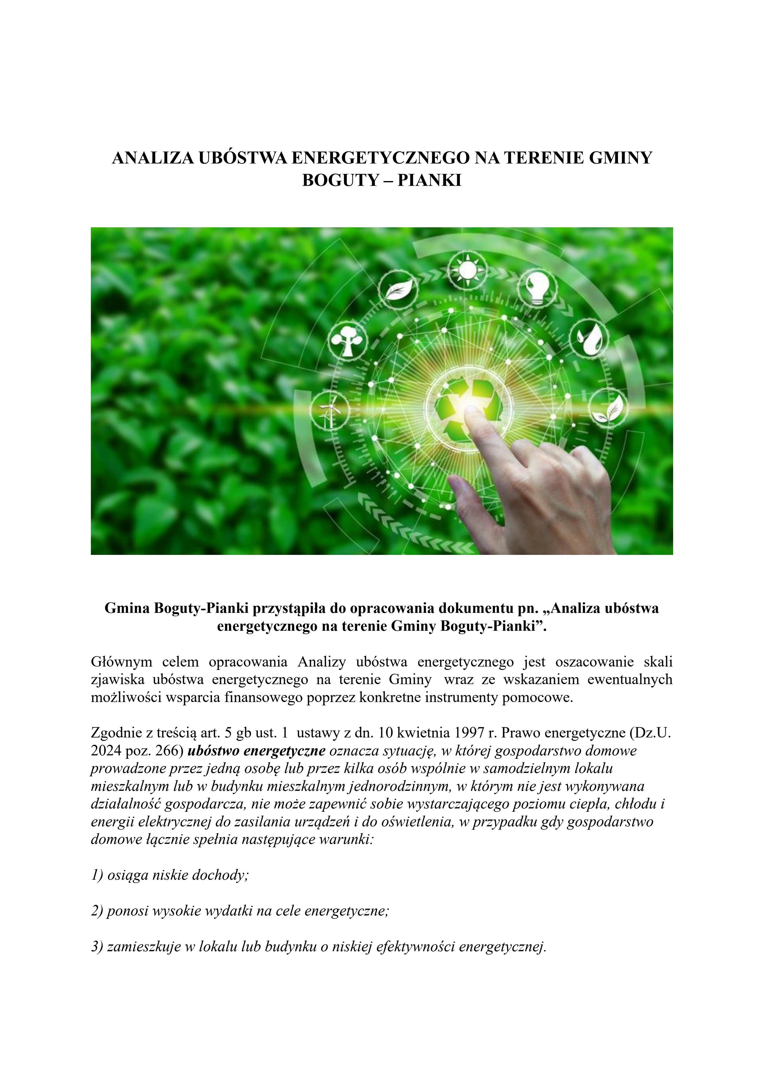 ANALIZA UBÓSTWA ENERGETYCZNEGO NA TERENIE GMINY BOGUTY – PIANKI